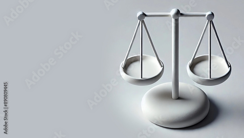 Scales of justice on white background with copy space