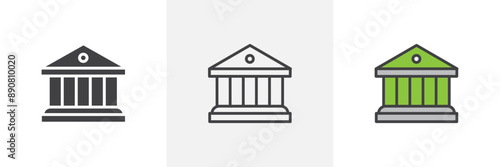 Courthouse colored icon set