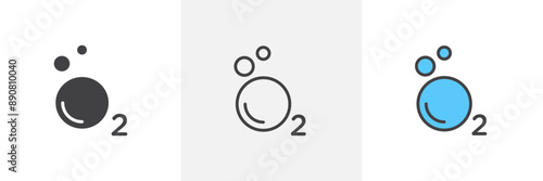 Oxygen O2 colored icon set