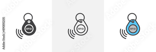 RFID key tag colored icon set