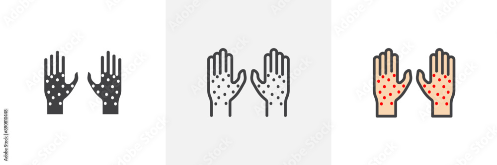 Obraz premium Rash hand colored icon set