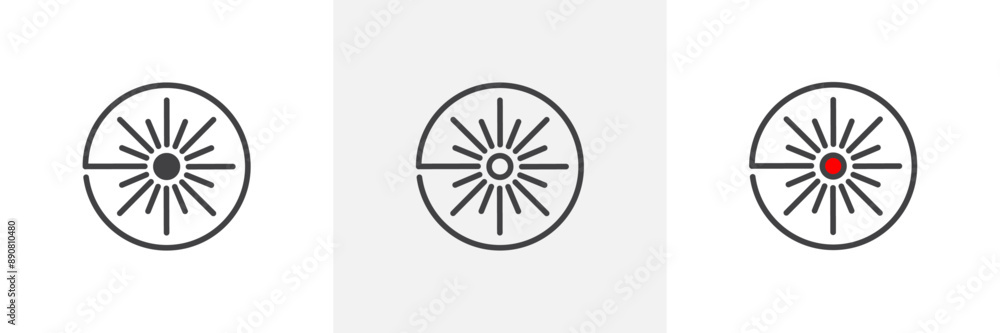 Laser beam colored icon set Laser beam colored icon set