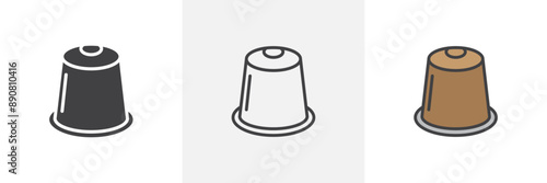 Coffee capsule colored icon set