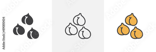 Chickpeas hummus colored icon set