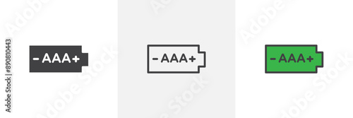 AAA battery colored icon set