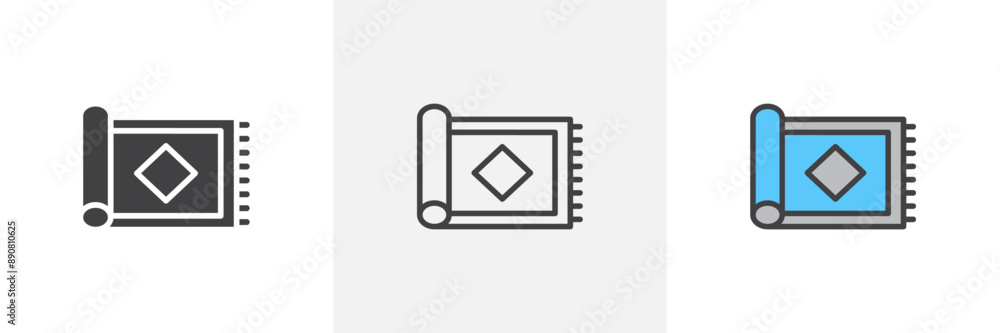 Rugs colored icon set Rugs colored icon set