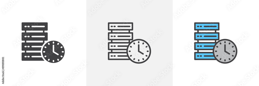 Real time data colored icon set Real time data colored icon set