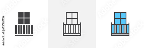 Balcony colored icon set