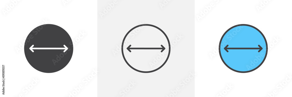Diameter colored icon set Diameter colored icon set