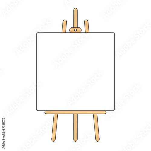 Tripod easel with a blank white canvas board isolated