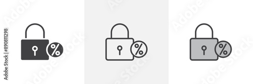 Fixed rate mortgage colored icon set