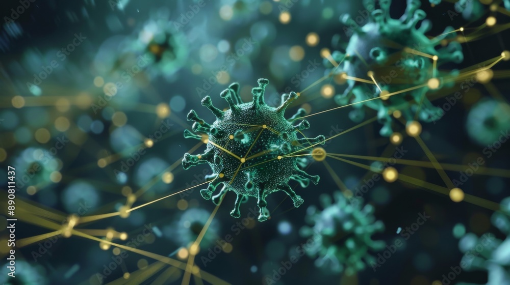 Coronavirus Cells and Network Connections Coronavirus Cells and Network Connections