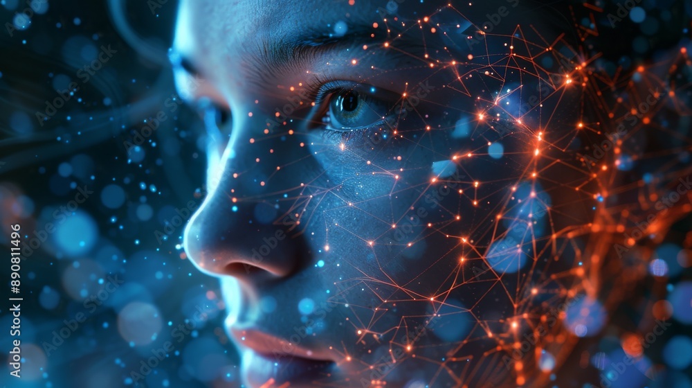 Digital Futurism Face Close-Up Digital Futurism Face Close-Up
