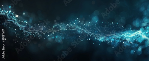 Abstract Blue Light Network Connecting Points on a Dark Background