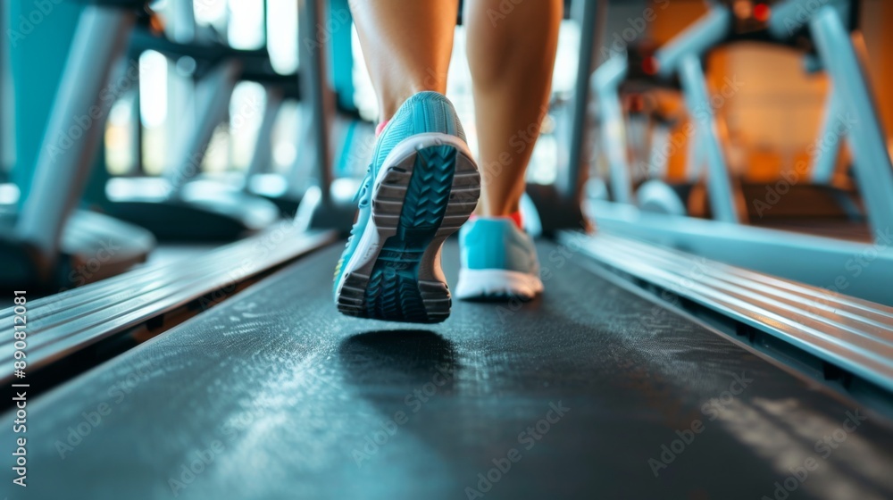 Fototapeta premium Person Running on Treadmill