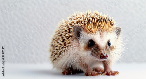 A Close-Up View of a Small Brown and White Hedgehog