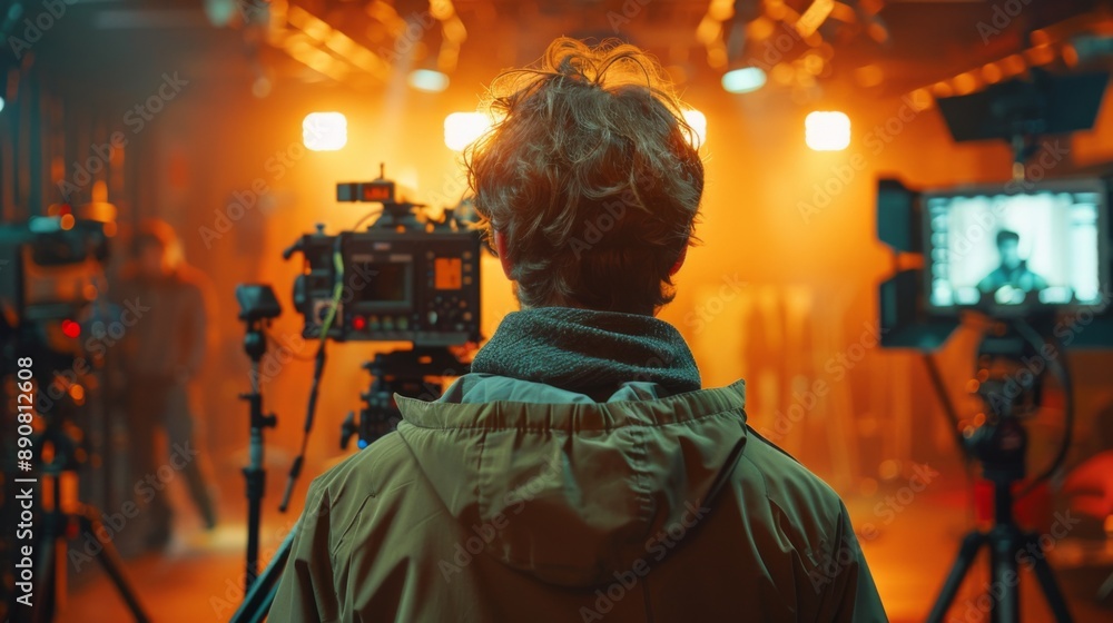 Obraz premium Filmmaker Directing Movie Scene