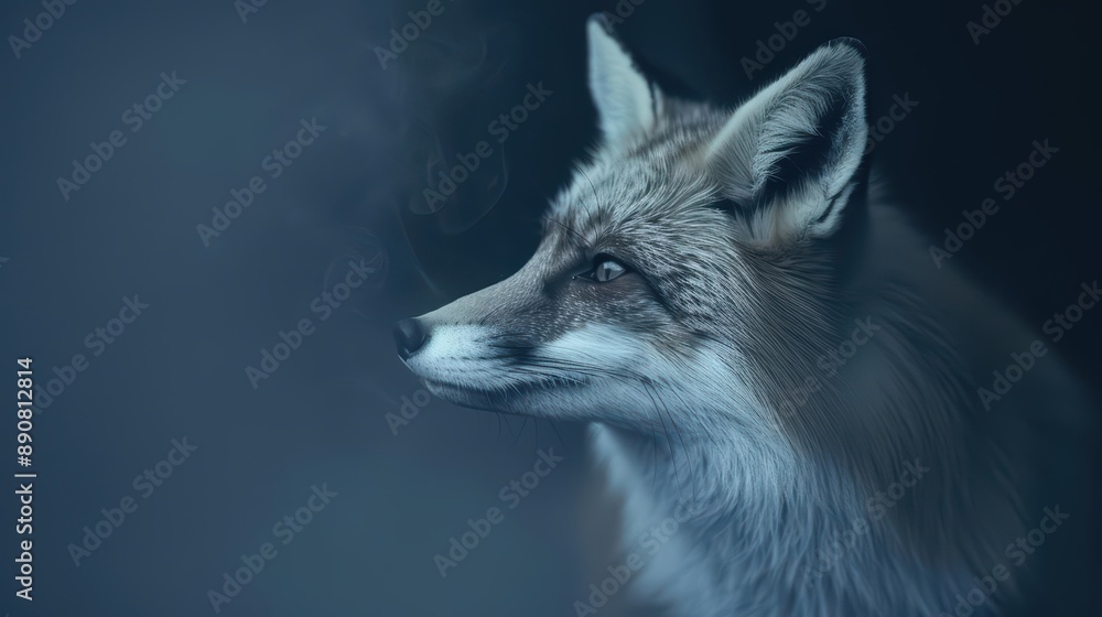 A fox dressed as a poet recites verses to ghostly spirits in a supernatural scene with copy space A fox dressed as a poet recites verses to ghostly spirits in a supernatural scene with copy space