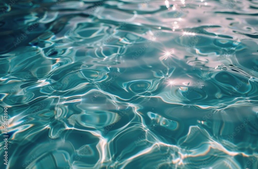 Fototapeta premium Closeup View of Rippling Blue Water in a Swimming Pool on a Sunny Day