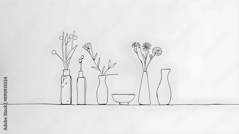 Minimalist line drawing of everyday objects Minimalist line drawing of everyday objects