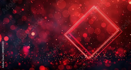 Red Neon Frame With Bokeh Lights Background