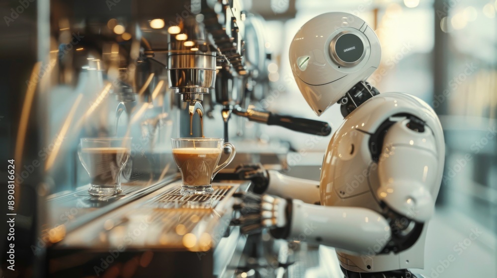 Robot Barista Serving Coffee Robot Barista Serving Coffee