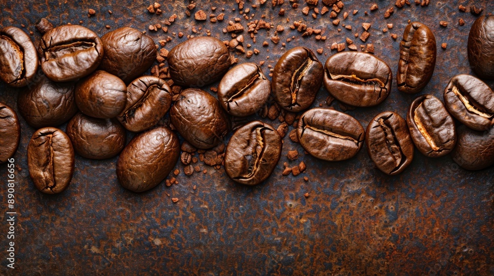 Coffee Beans on Rustic Background Coffee Beans on Rustic Background