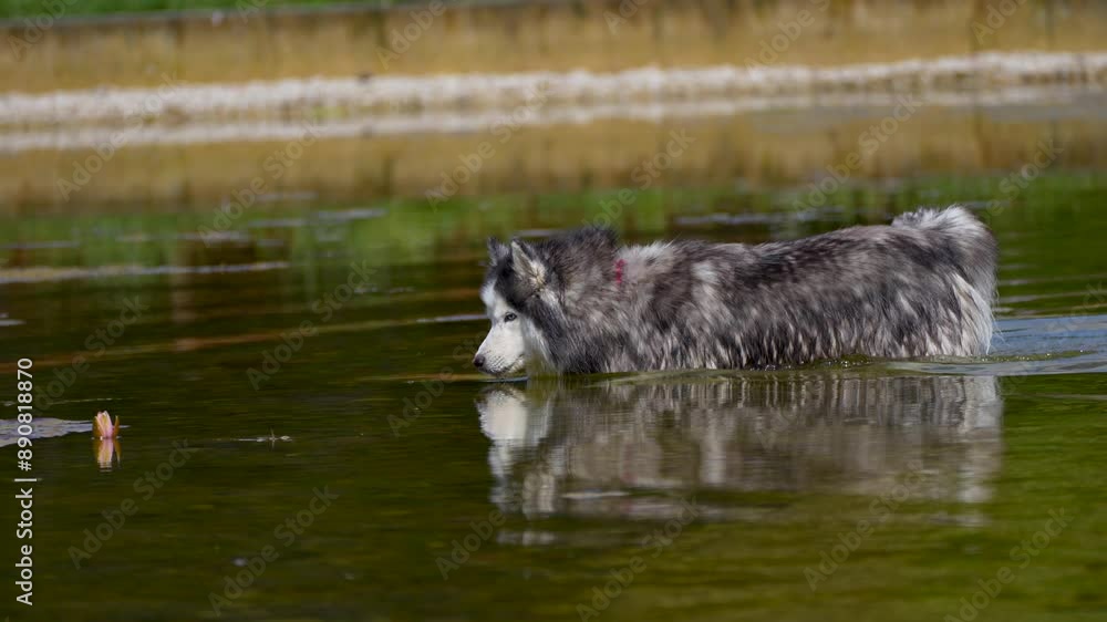 dog in a shallow lake dog in a shallow lake