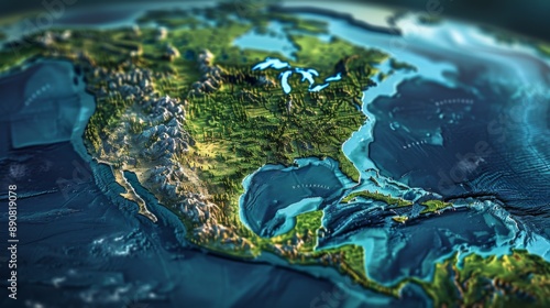 Wallpaper Mural Topographic Map of North America Torontodigital.ca
