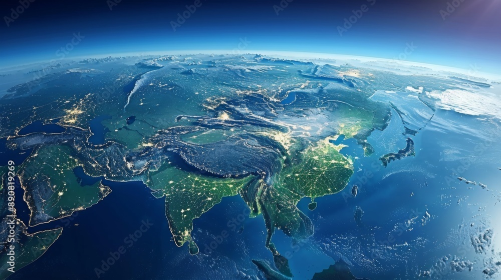 Fototapeta premium Asia from Space