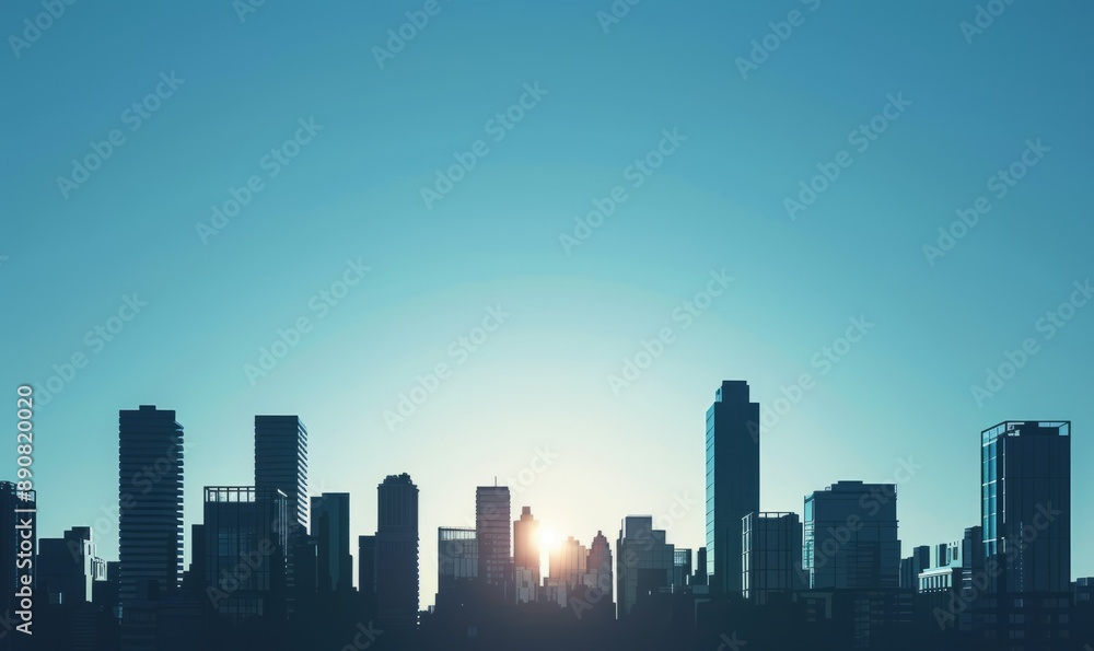 Minimalist cityscape, silhouette of buildings with clear sky, modern and clean Minimalist cityscape, silhouette of buildings with clear sky, modern and clean