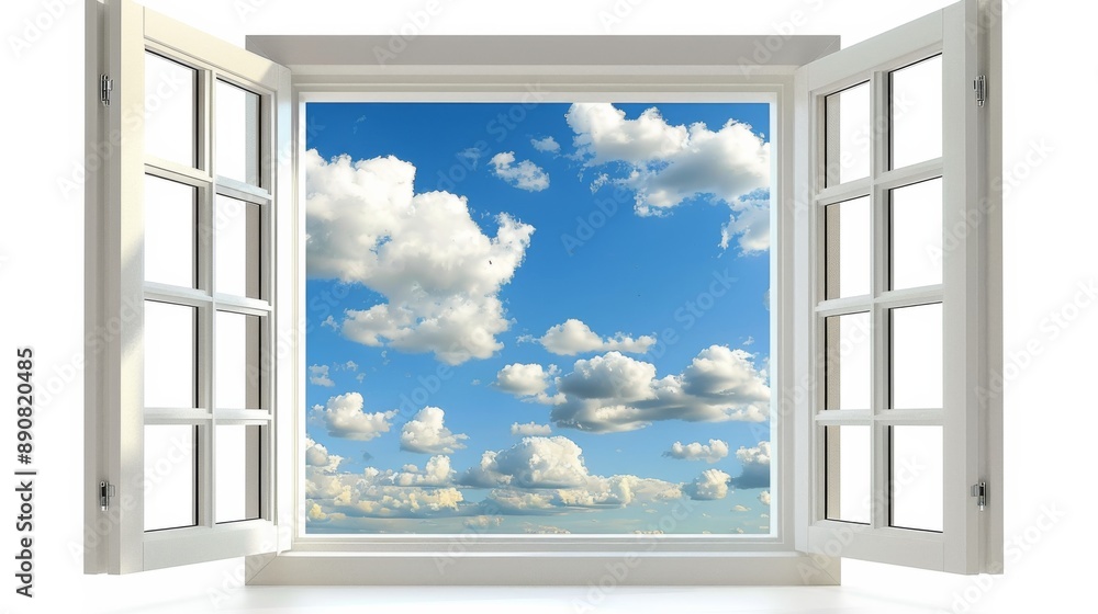 Open Window with Blue Sky and Clouds Open Window with Blue Sky and Clouds