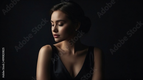 Elegant Woman in Black Dress 