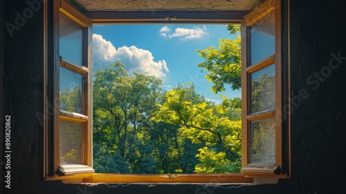 Sunny Sky Through an Open Window