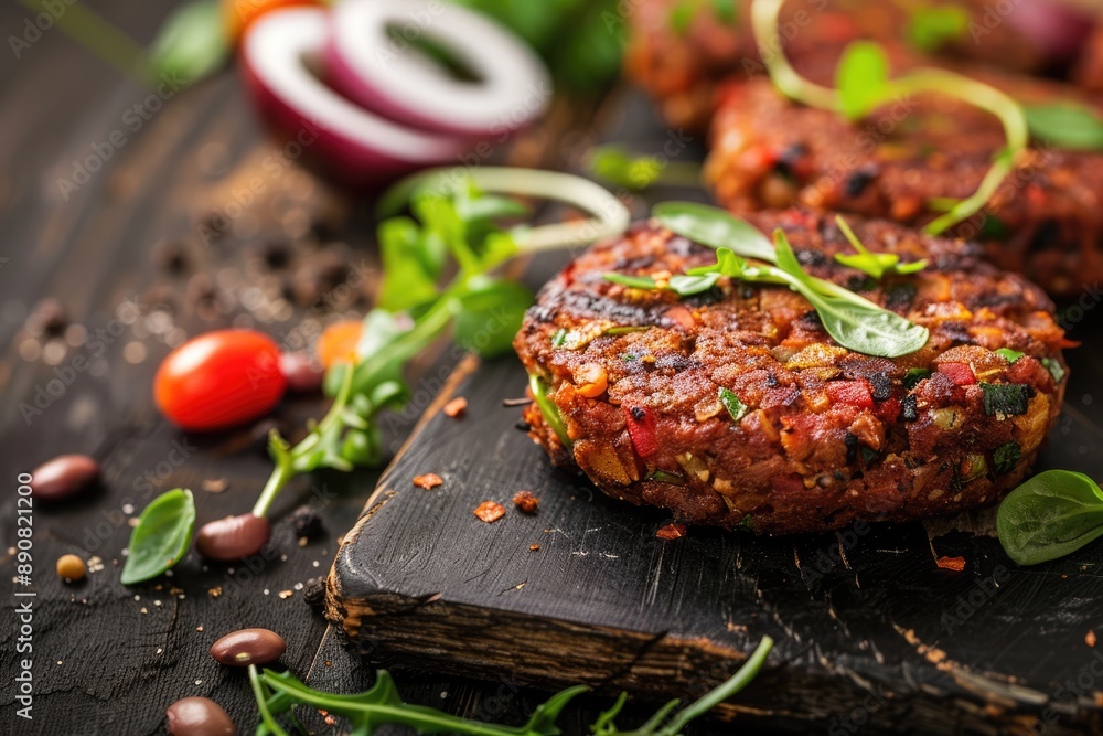 Vegetarian Patty. Delicious Vegetable Patty for Burger Snack with Beans and Chickpeas Vegetarian Patty. Delicious Vegetable Patty for Burger Snack with Beans and Chickpeas