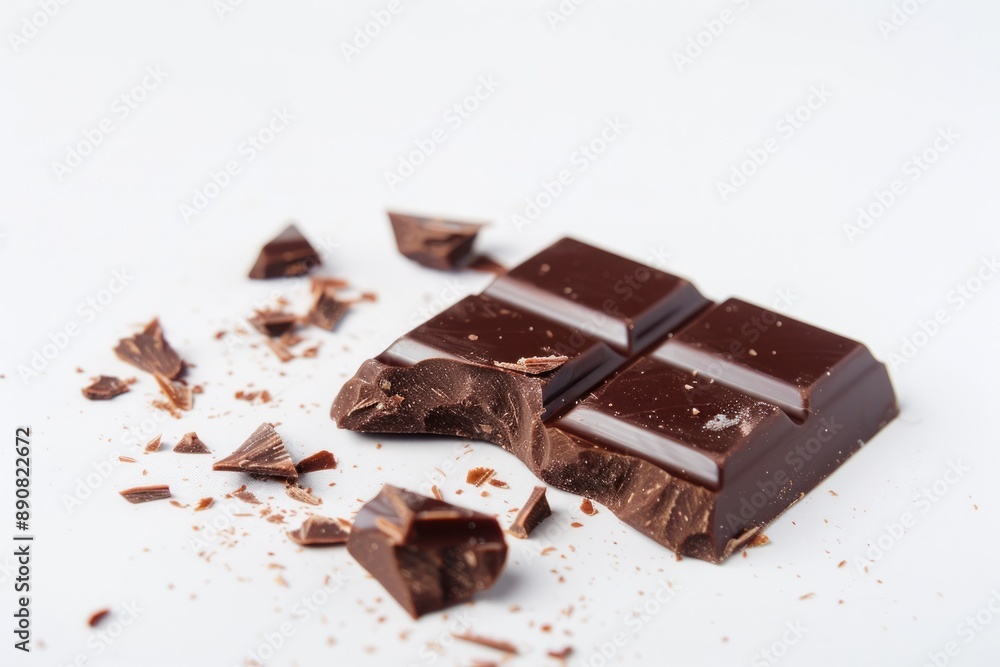 Chocolate Bar Bite. Dark Chocolate Bar with Bite Mark on White Background Chocolate Bar Bite. Dark Chocolate Bar with Bite Mark on White Background