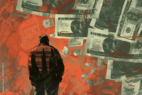 Wallpaper Mural Abstract Illustration of Man with Falling Money

 Torontodigital.ca