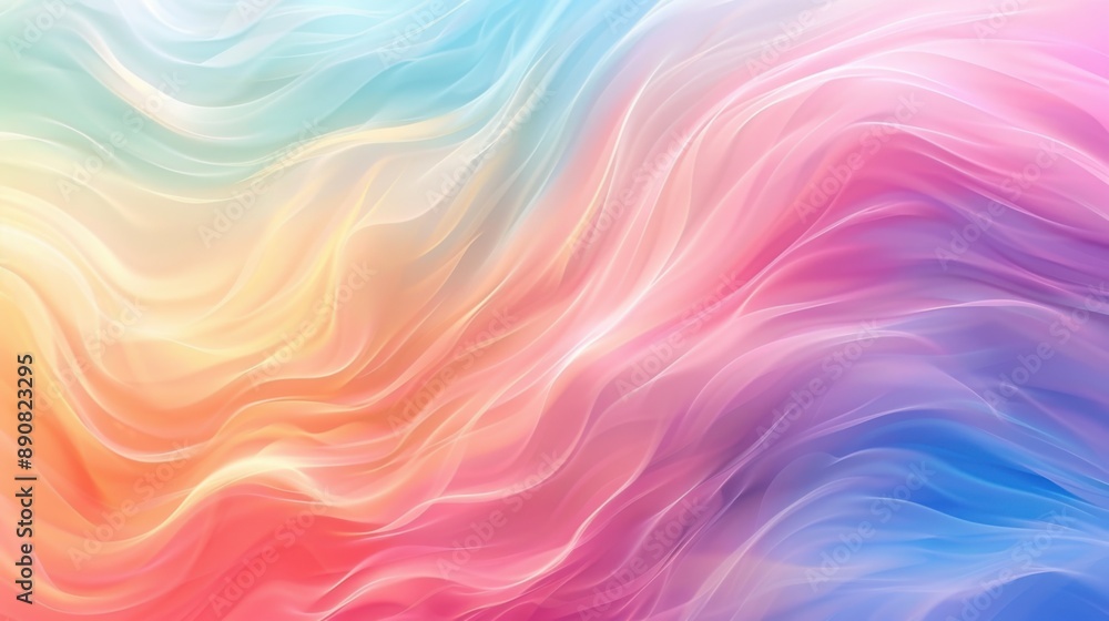 A vibrant abstract digital illustration with smooth, flowing waves in various pastel colors. A vibrant abstract digital illustration with smooth, flowing waves in various pastel colors.
