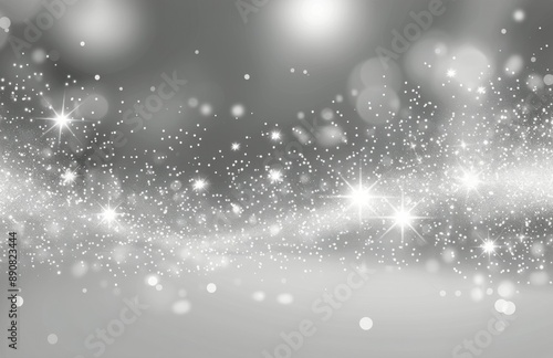 Silver And White Abstract Festive Background With Sparkling Stars And Glittering Surface photo