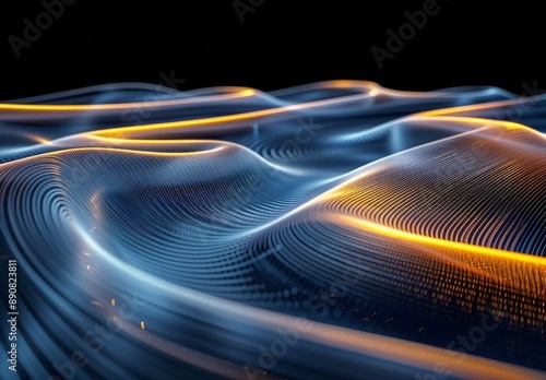 Abstract Digital Wavy Lines in Blue and Orange