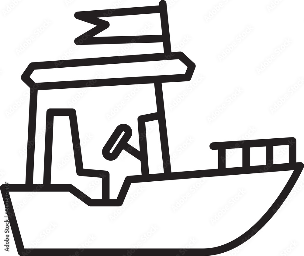 Fototapeta premium Boat Line Icon 