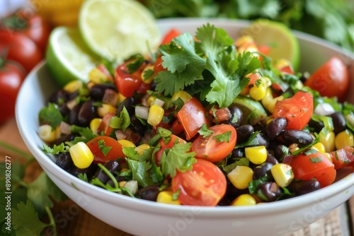 Black Bean Salad. Citrus Southwest Corn and Tomato Picnic Salad with Fresh Cilantro © Web
