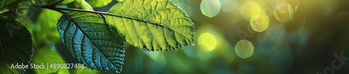 Close-Up of Lush Green Leaves in a Sunlit Forest