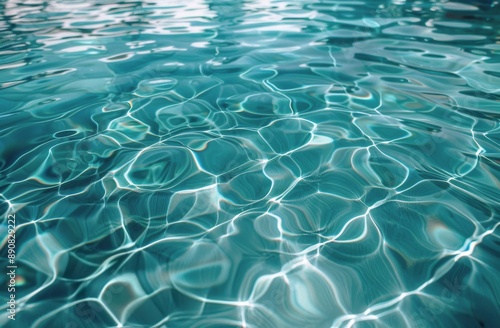 Closeup View of Rippling Blue Water in a Swimming Pool on a Sunny Day