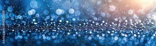 Raindrops Falling On A Surface With Blurred Background