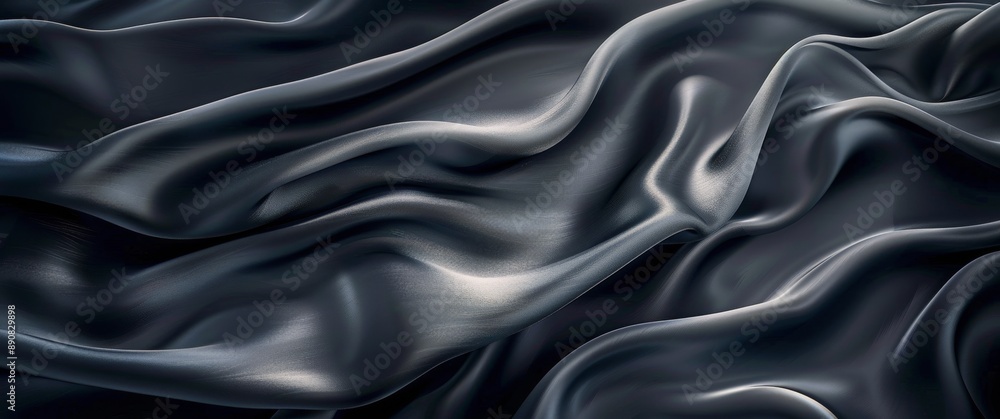 Fototapeta premium Smooth Gray Satin Fabric Draped and Wrinkled in Soft Light