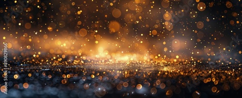 Golden Bokeh Lights on a Dark Background