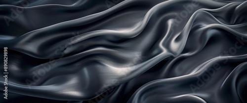 Smooth Gray Satin Fabric Draped and Wrinkled in Soft Light
