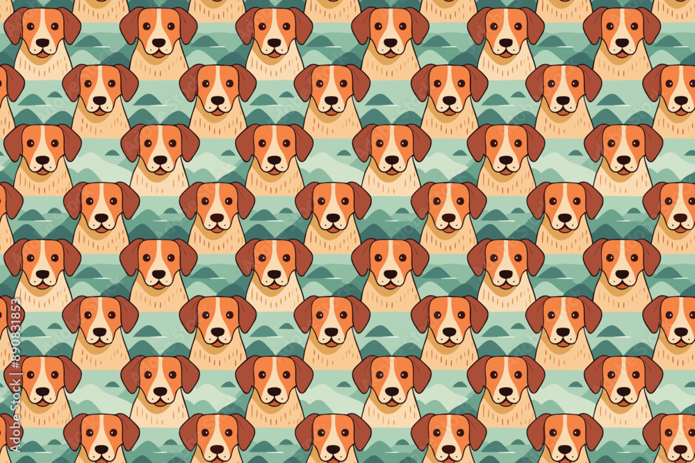 Seamless pattern with hand-drawn dogs. Animals vector illustration with adorable pets. Tileable background for your fabric, textile design, wrapping, backdrop Seamless pattern with hand-drawn dogs. Animals vector illustration with adorable pets. Tileable background for your fabric, textile design, wrapping, backdrop