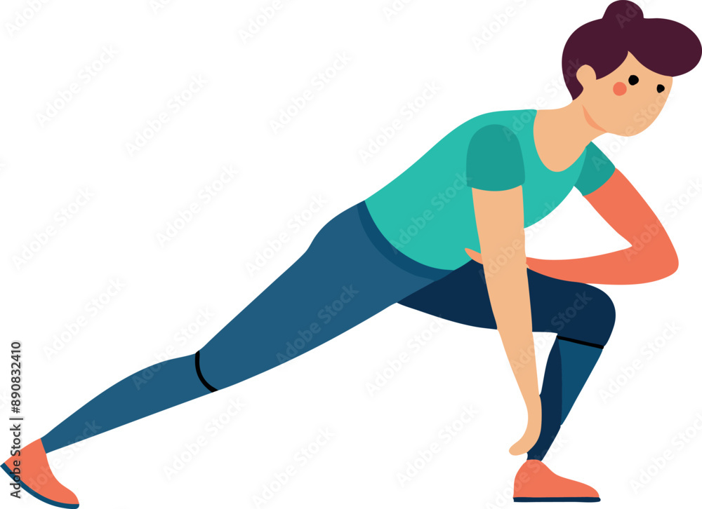 Illustration of a person in a stretching position promoting fitness, exercise, and wellness. Ideal for health and fitness related content. Illustration of a person in a stretching position promoting fitness, exercise, and wellness. Ideal for health and fitness related content.